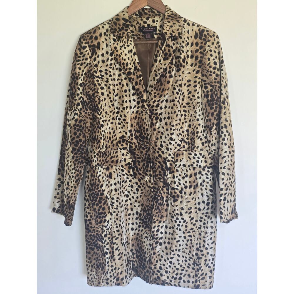 Signature Robbie Bee Silk Leopard Print Longline Duster Jacket 10